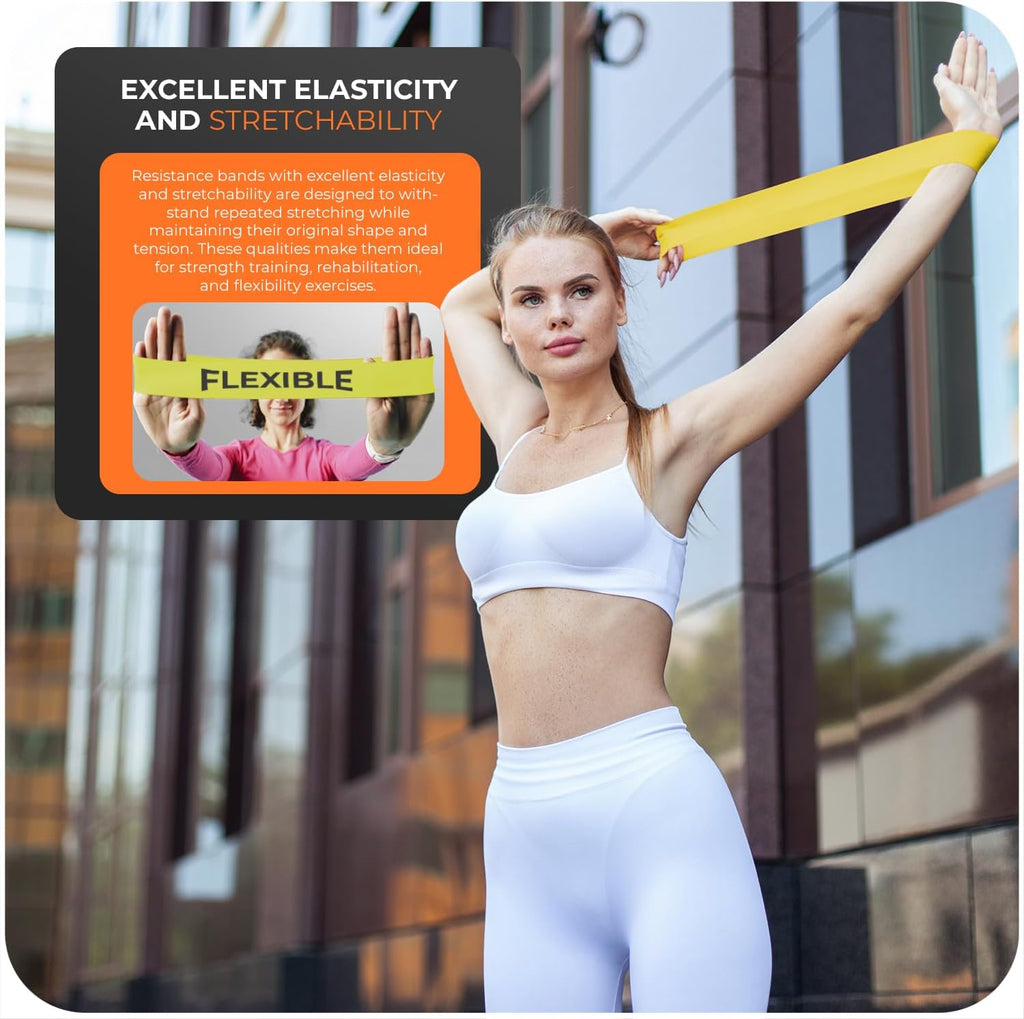 Active 100 Resistance Bands, Set of 5 Different Levels, Exercise Band for Home Gym, Training and Yoga with Carrying Bag