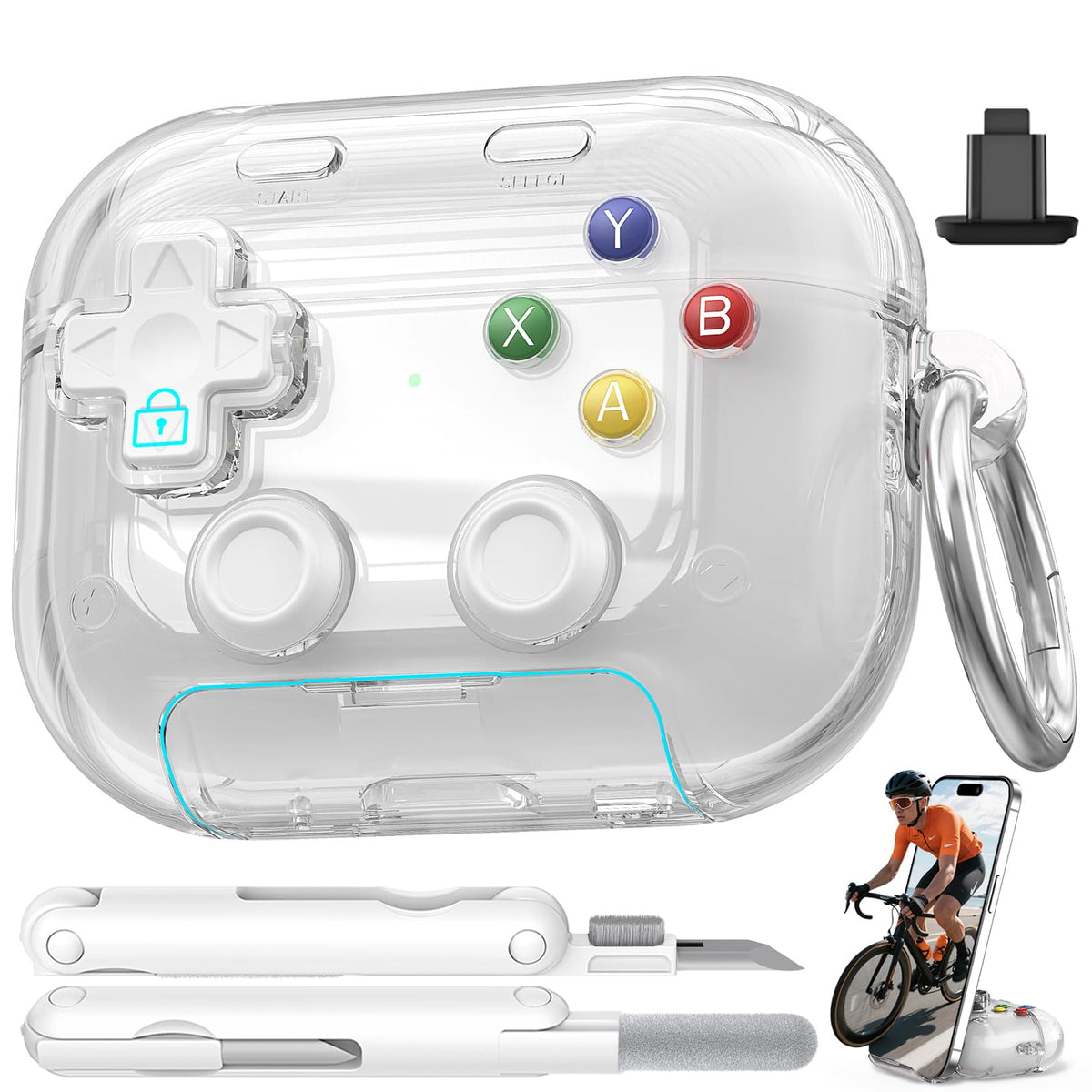 for AirPods Pro 3 Case Cover 2025 with Safety Lock-Clear White