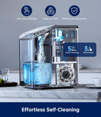 WIE Nugget Ice Maker Countertop, Sonic-Style Chewable Nugget Ice, 40lbs/Day, Fast Ice Making, Quiet Operation, Self-Cleaning Ice Maker Machine, Compact Ice Machine for Home Kitchen Party