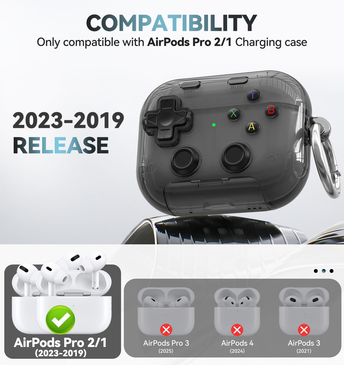 for AirPods Pro 3 Case Cover 2025 with Safety Lock-Clear White