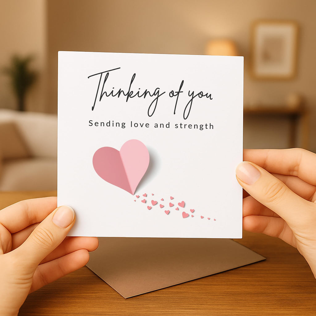 Thinking of You Card – Paper Hearts Design | Encouragement and Support Card for Friend, Family or Colleague | Comfort for Grief, Tough Times or Just Because | Blank Inside | Eco Packaging