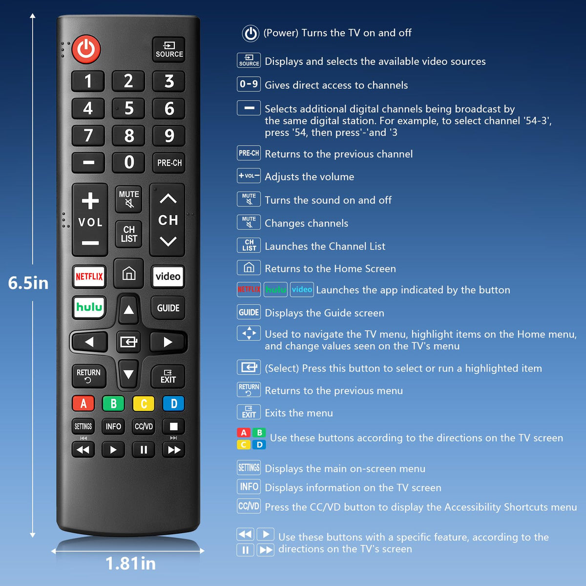 (Pack of 2) Replacement Remote Control Compatible for Roku TV,for TCL Roku/for Hisense Roku/for Onn Roku(Not for Roku Stick,Box and Players)