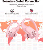PocBuds Bluetooth Headphones Wireless Earbuds 80hrs Playtime Wireless Charging Case Digital Display Sports Ear Buds with Earhook Deep Bass IPX7 Waterproof Over-Ear Earphones for TV Phone Laptop Pink