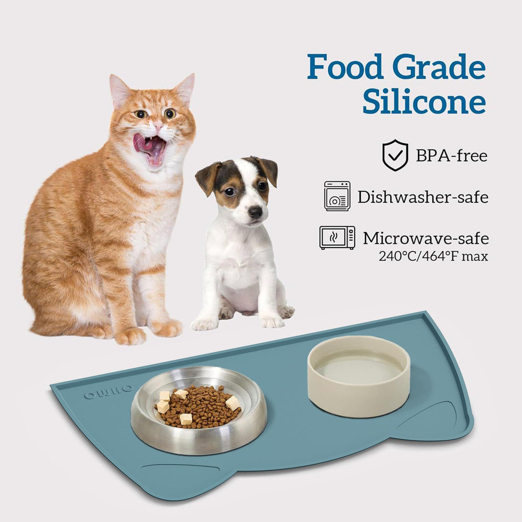 OHMO Silicone Cat Food Mat for Food&Water Bowls, 46x25cm, Honey