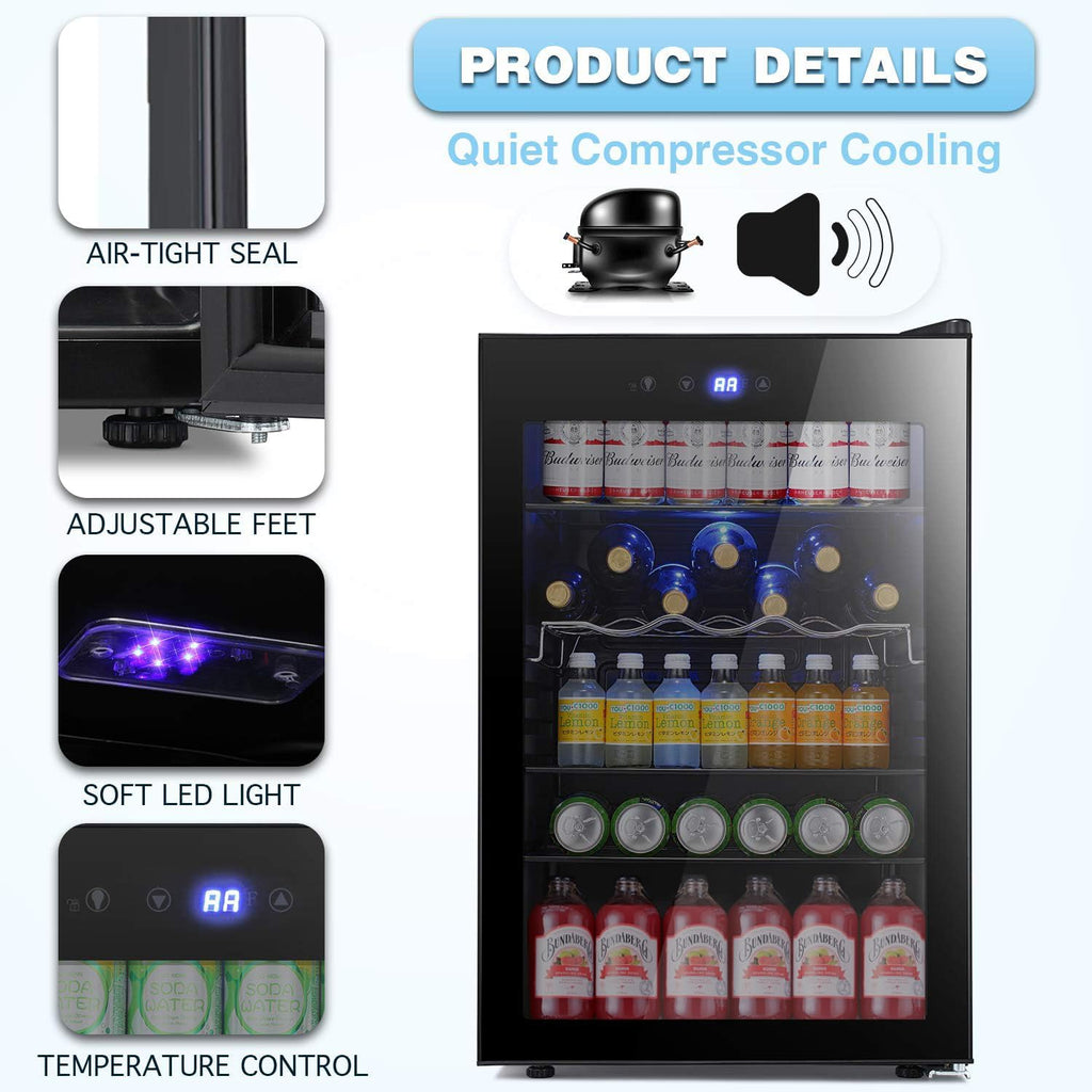 Antarctic Star 12 Bottle 48 Can Beverage Refrigerator Cooler - Mini Fridge Glass Door for Beer Soda Drinks or Wine,Freestanding Beverage Fridge for Home and Bar with Adjustable Shelving, 1.3 Cu. Ft.