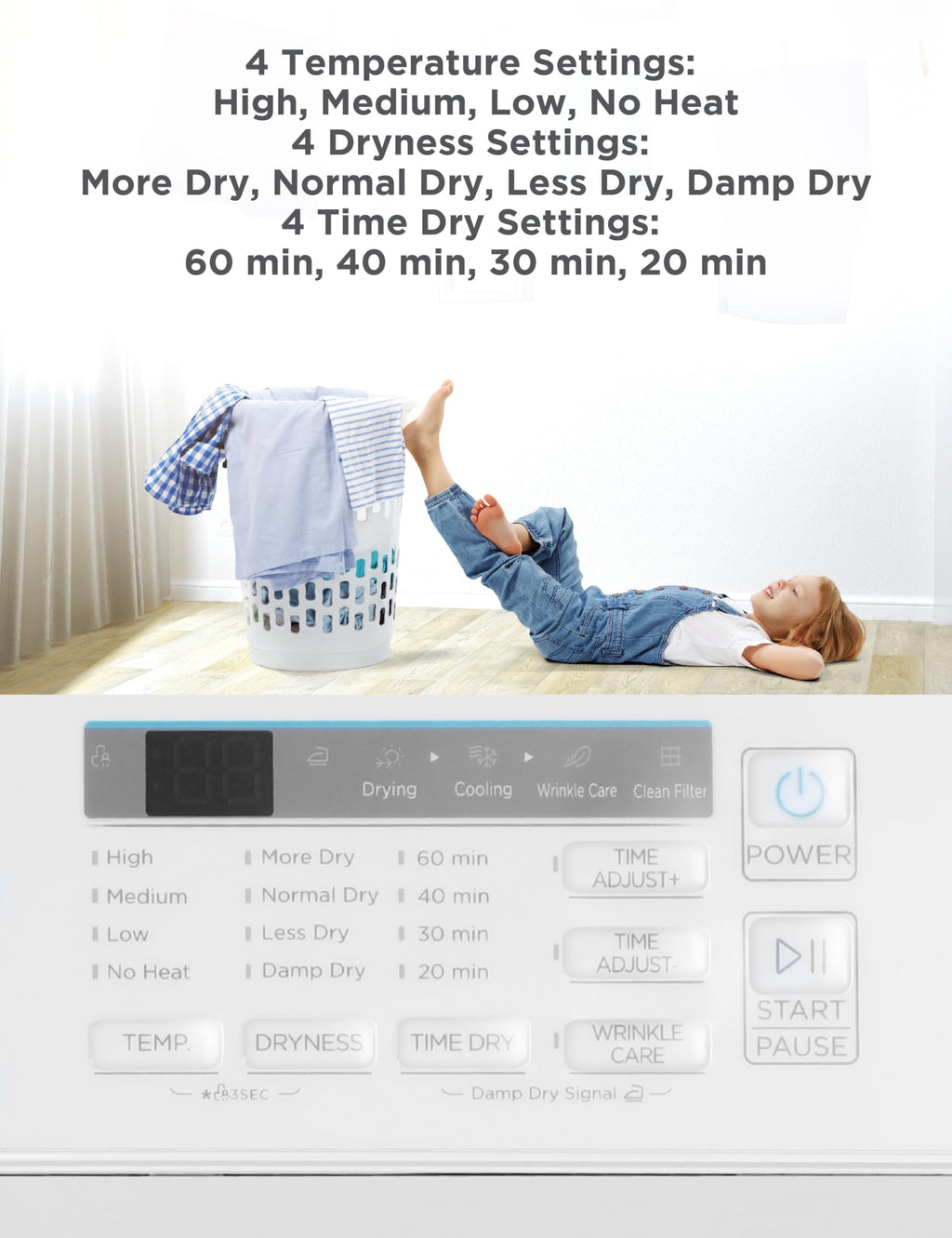 BLACK+DECKER 2.65 Cu. Ft. Portable Dryer, 8.8 lb. Capacity, BCED26, White