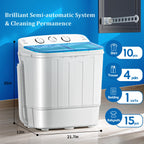 Erivess Portable Twin Tub 19lbs Washing Machine with Drying Rack and 10 Hangers, 12lbs Washer Mini Compact Laundry Machine with 7lbs Spinner, 1500rpm Semi-automatic Washer Combo for Dorm&Apartment