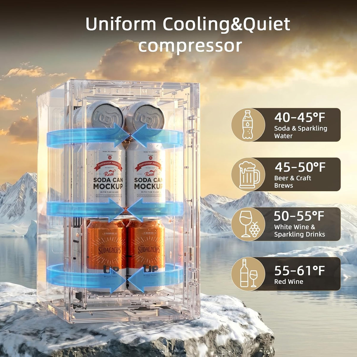 Antarctic Star Beverage Refrigerator Cooler 68 Can, Mini Fridge with Glass Door for Beer Drinks Wine,Freestanding Small Fridge with Electronic Temperature Control for Home and Bar,1.7 cu.ft