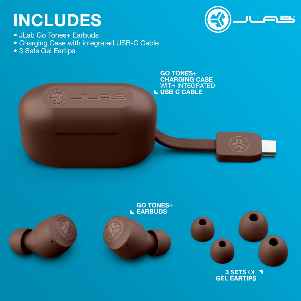JLab Go Air Pop+ Earbuds, Dual Connect, EQ3 Sound, Black