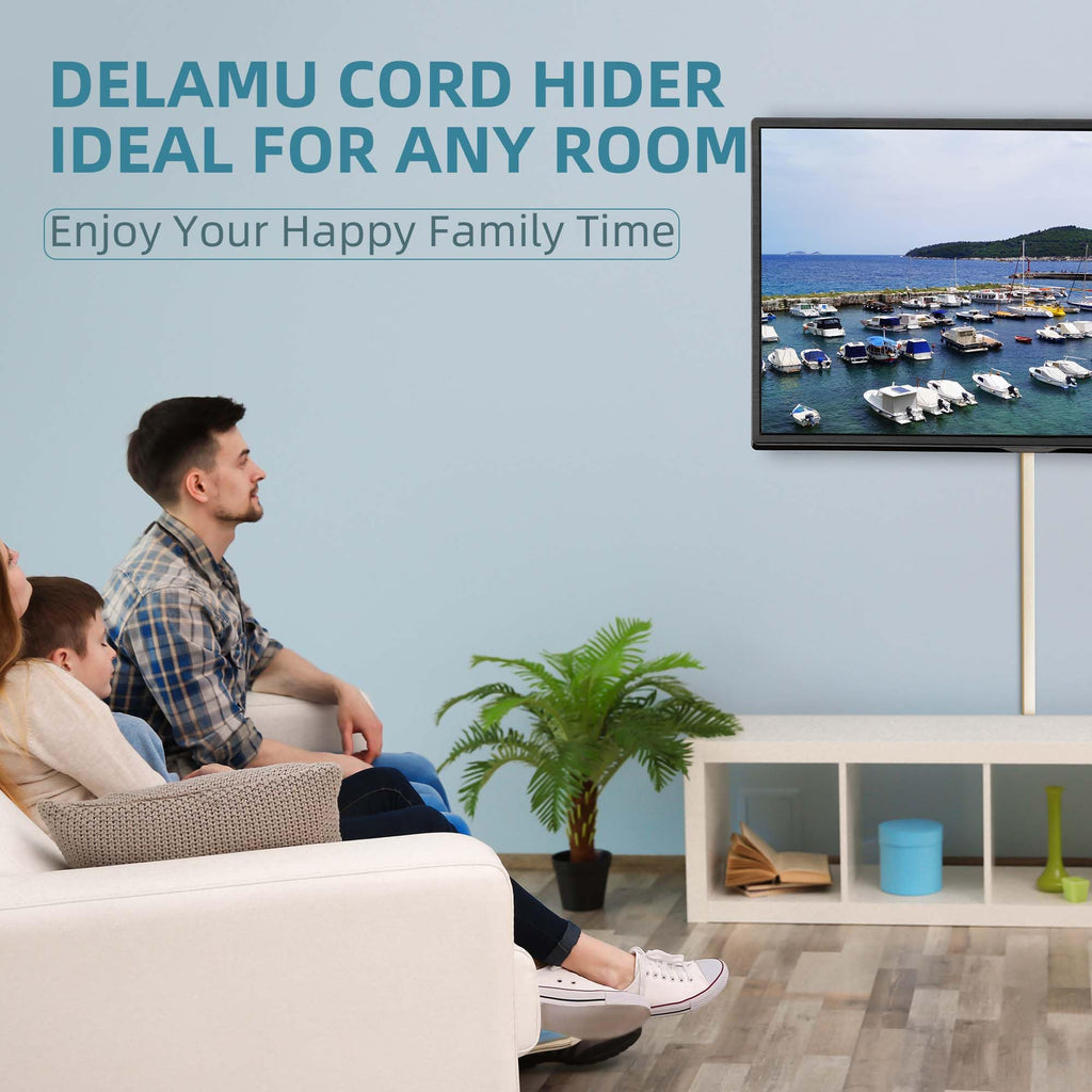 Wire Hider, 157in Delamu Cord Hider Wall, Paintable Wire Covers for Cords, TV Cable Hider Wall Kit, Cable Covers Raceway, Cable Management Hide TV Cords for Wall Mount TV, 10XL15.7 W0.95 H0.55in Brown