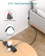 Flat Plug Power Strip, Ultra Thin Flat Extension Cord - 12 Outlets 3 Sides