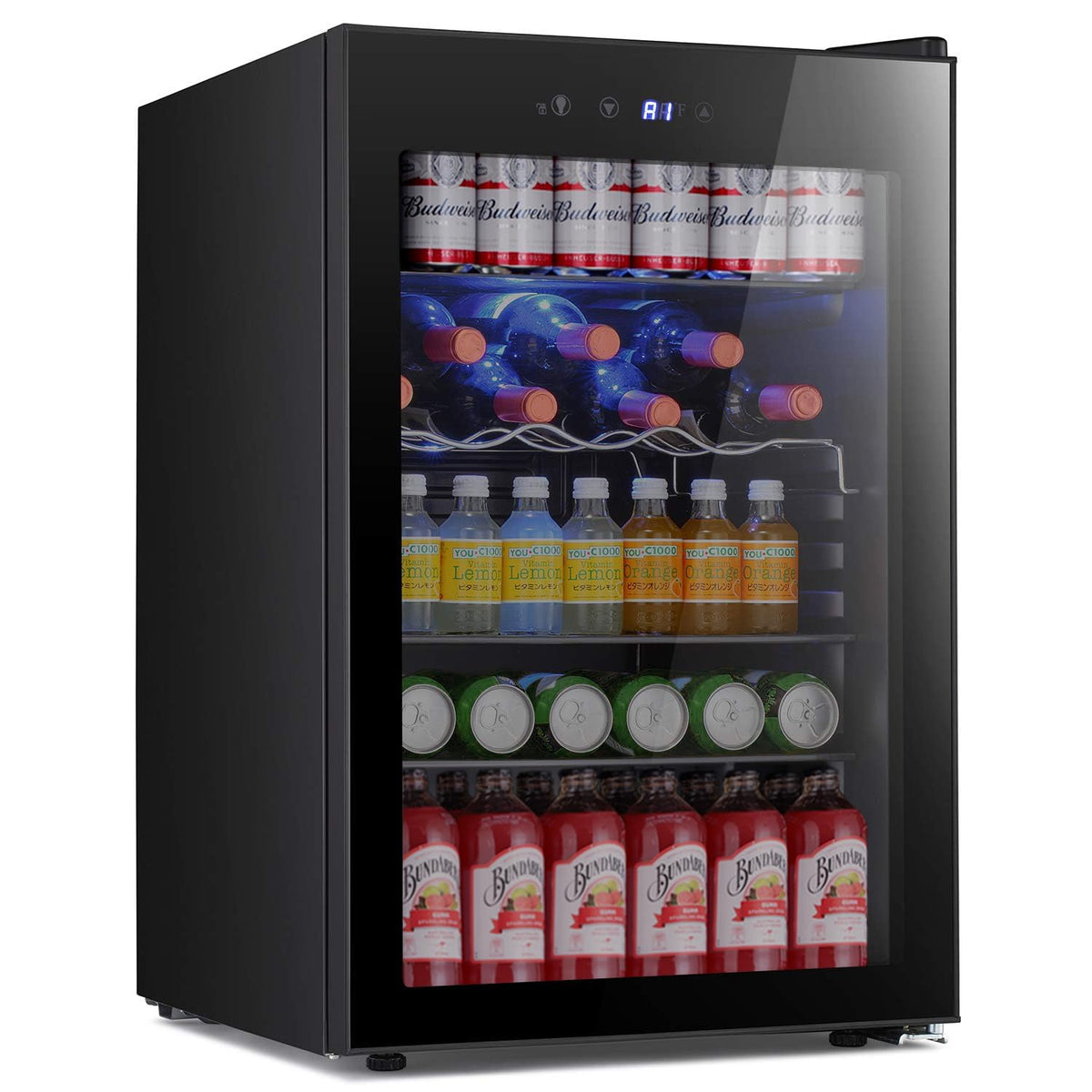 Antarctic Star 12 Bottle 48 Can Beverage Refrigerator Cooler - Mini Fridge Glass Door for Beer Soda Drinks or Wine,Freestanding Beverage Fridge for Home and Bar with Adjustable Shelving, 1.3 Cu. Ft.
