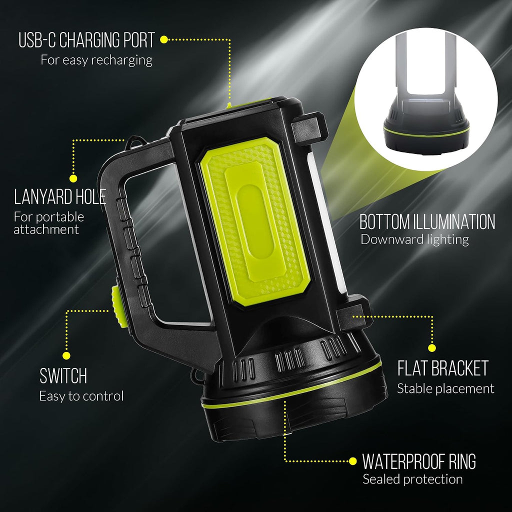 Ultra-Bright LED Rechargeable Torch – 1000LM Handheld Flashlight 1200mAh, 2 Modes, Compact & Waterproof (IPX5) – Perfect for Camping, Outdoor Activities & Emergency Use