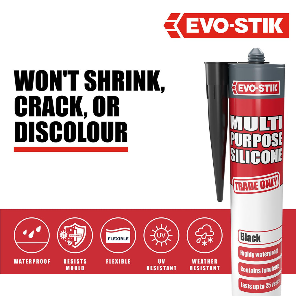 EVO-STIK Multipurpose Silicone Sealant White - Waterproof & Mould Resistant