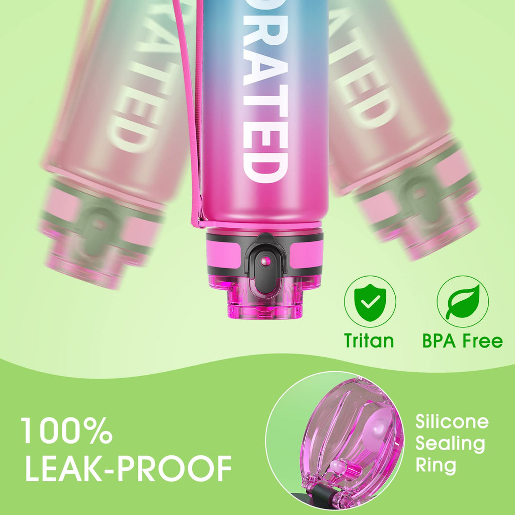 Sahara Sailor Water Bottle 1L, Leakproof Tritan Bottle with Time Marker