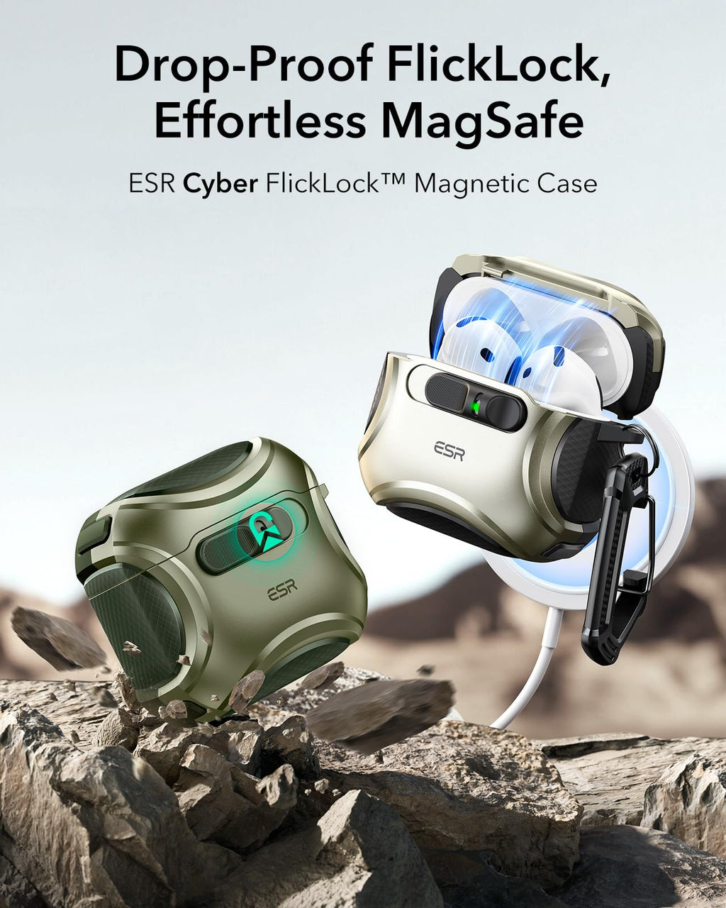 ESR for AirPods 5/4 Case, Compatible with MagSafe, Drop-Proof Lock, Black