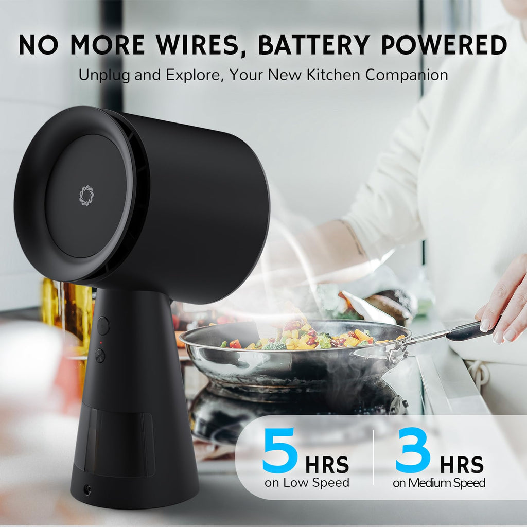 AIRTHEREAL Portable Range Hood with Rechargeable Battery, 3-Speed Suction