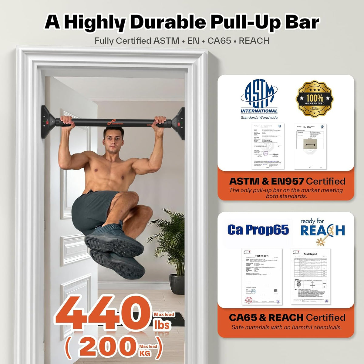 Sportneer Pull Up Bar Doorway Chin Up Bar No Screws