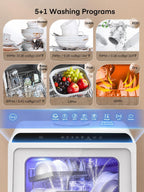 Countertop Dishwasher with Delay Start, 5+1 Wash Programs