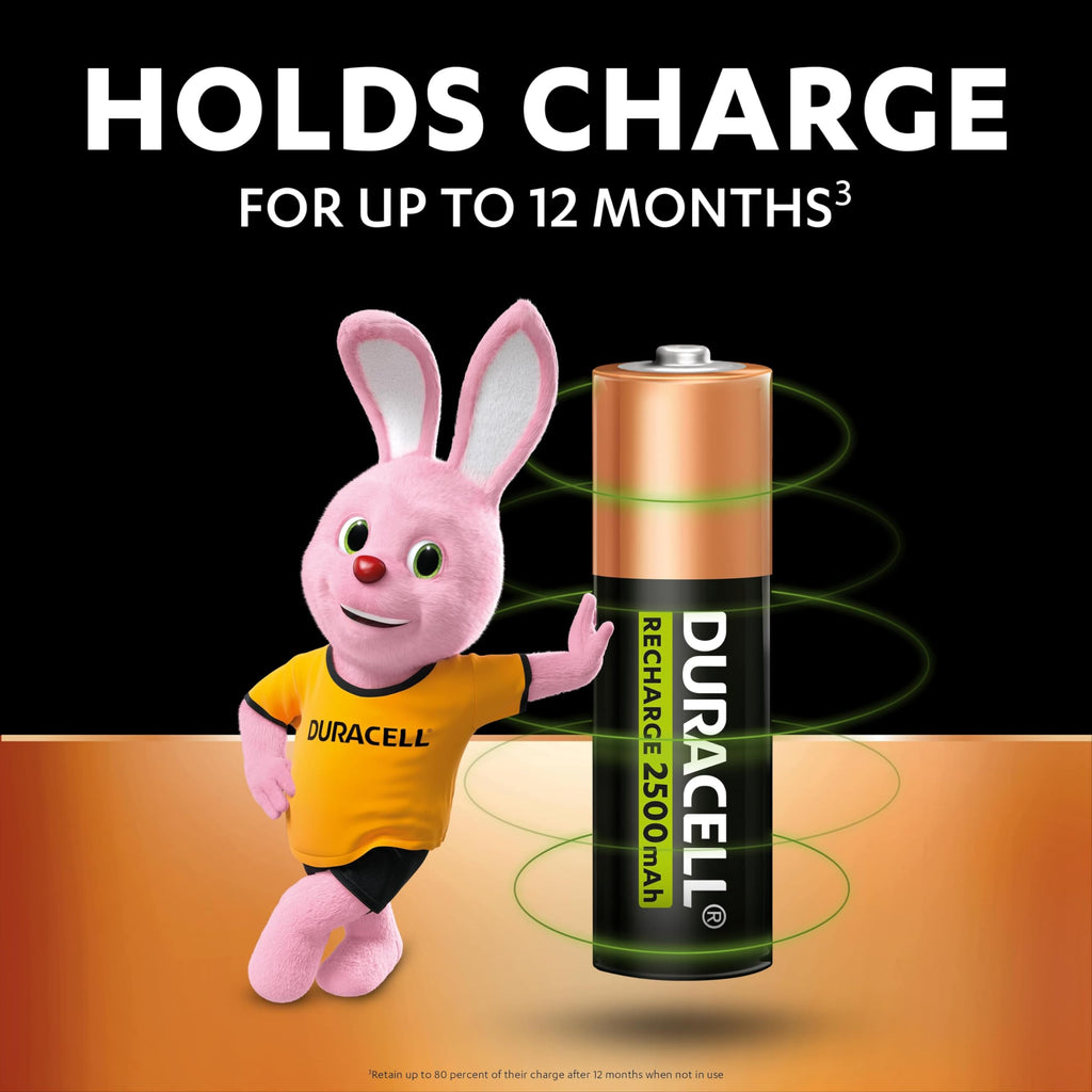DURACELL AA Rechargeable Batteries (4 Pack) 1.2V, 2500 mAh NiMH