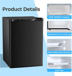 COWSAR 2.6 Cu.Ft Mini Fridge with Freezer, Freestanding Compact Refrigerator with Reversible Door & 7-Speed Thermostat, Small Fridge for Office, Apartment, Gameroom (BLACK)