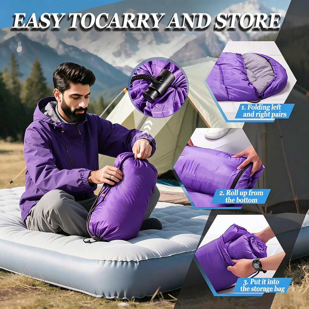 Sleeping Bag for Camping,Sleeping Bags for Adults Backpacking Waterproof,3 Seasons Adult Blanket,Small Packed Ultralight Carry Bag, Soft,Thick and Warm,for Outdoor Camping,Travel,Hiking