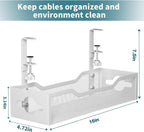 Under Desk Cable Management Tray 2 Pack, No Drill Cable Organizer With Clamp for Standing Desk, Easy to Install Cord Management System, No Damage Wire Organizer