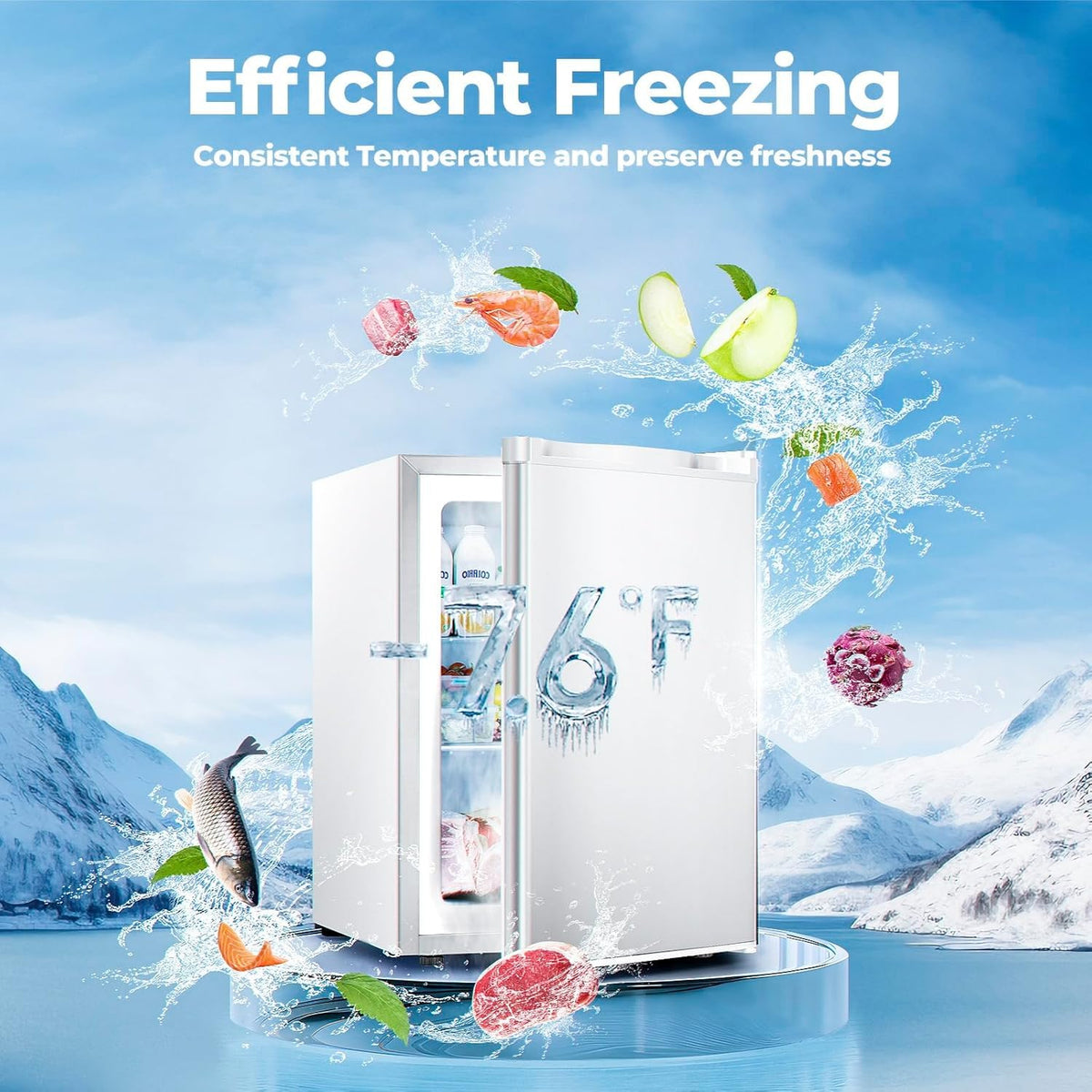 Electactic 3.2 Cu.ft Small Freezer, Mini Upright Freezer, White