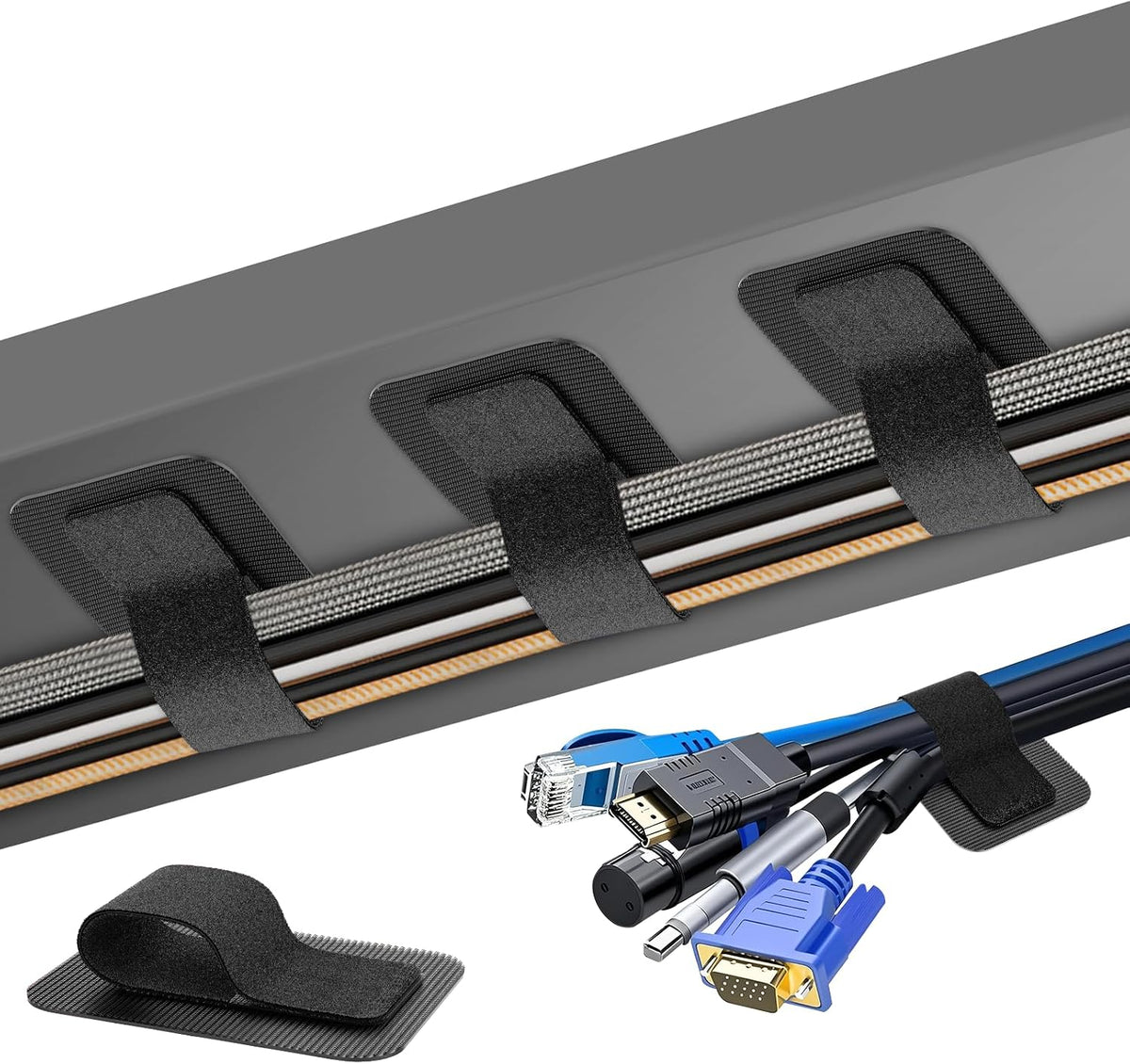 Cable Management Under Desk, Enhanced up to 15 Cord Organizer30 Pair