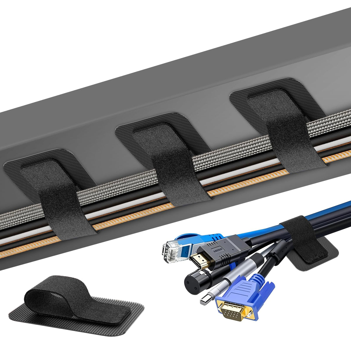 Cable Management Under Desk, Enhanced up to 15 Cord Organizer30 Pair