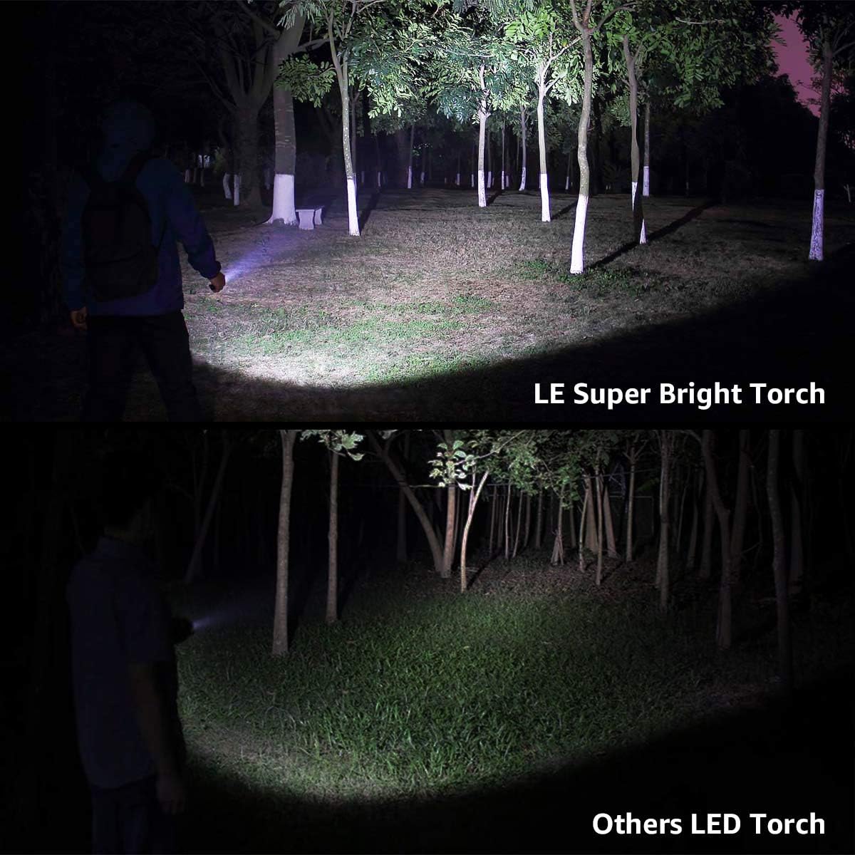 LE LED Torch, LE1000 Powerful Handheld Flashlight, Adjustable Focus, 4 PCs