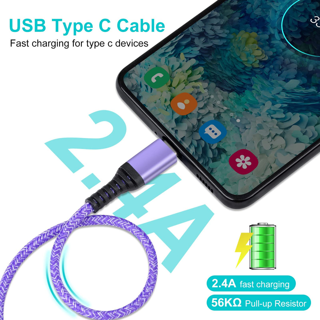 USB C Samsung Charger Cable Fast Charge Lead 6FT 2Pack Type C Phone Charger