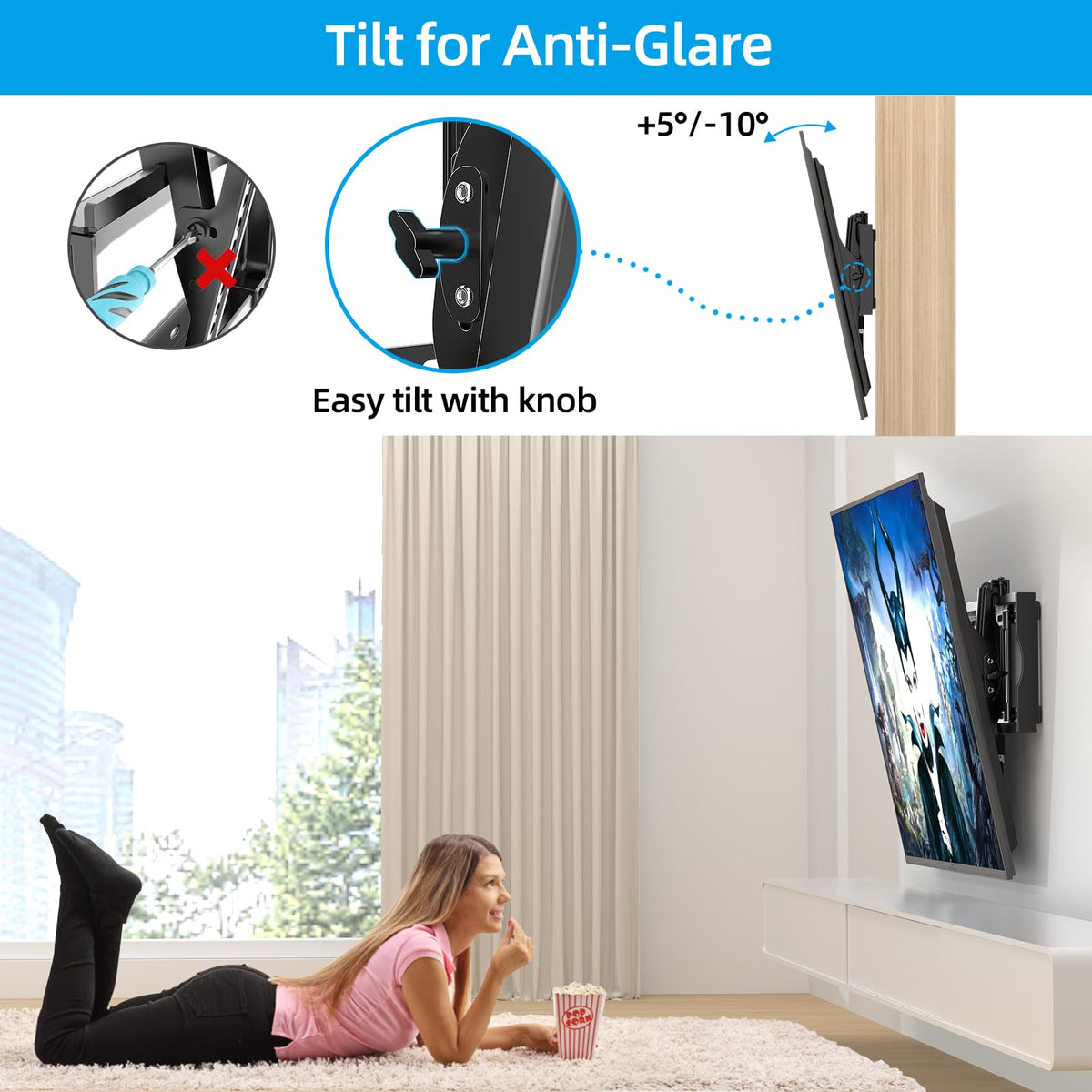 HOME VISION Heavy Duty Tilt TV Wall Mount for 32-86 Inch Flat/Curved Screen