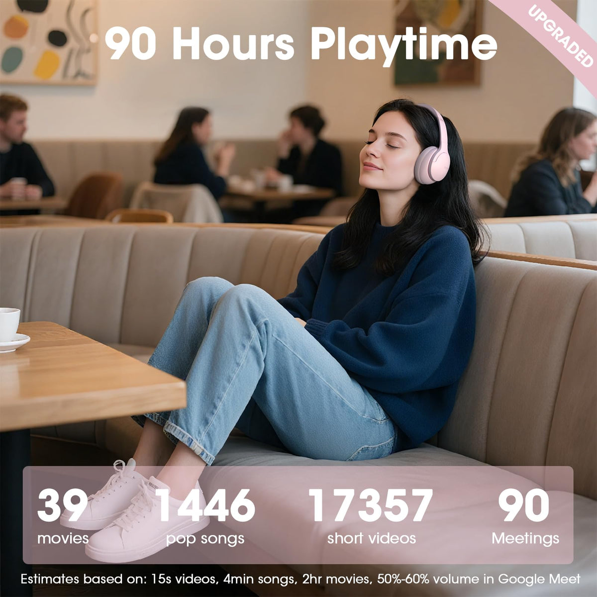 DOQAUS Bluetooth Headphones Over Ear, Headphones Wireless with 90H Playtime