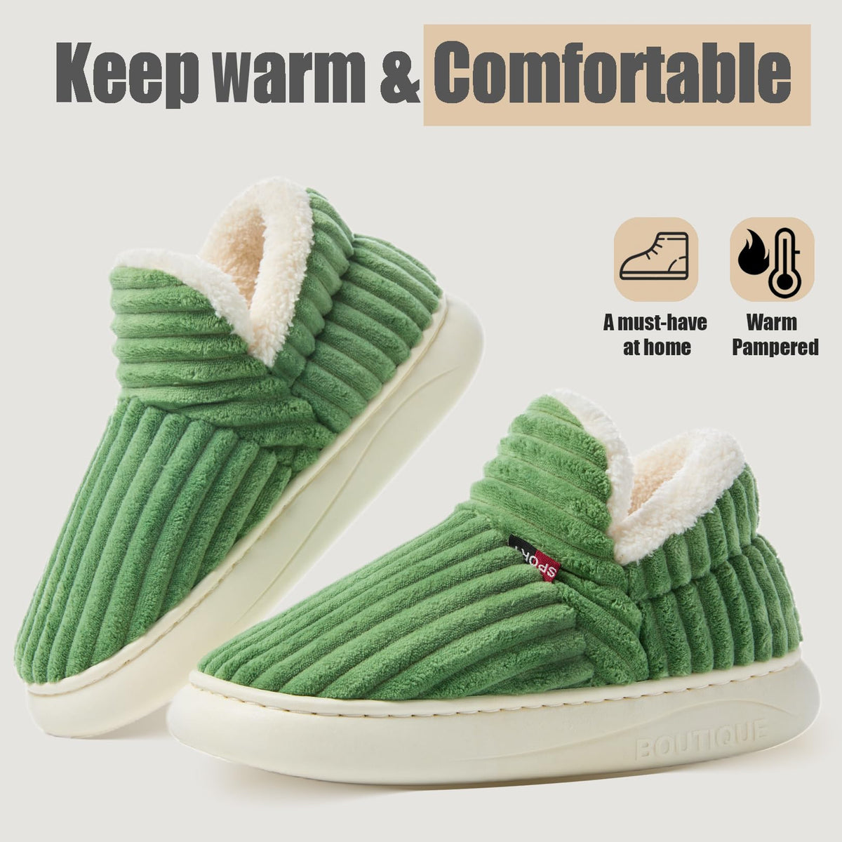 Misolin Slippers Women Clouds Bootie Corduroy Memory Foam Warm House Shoes