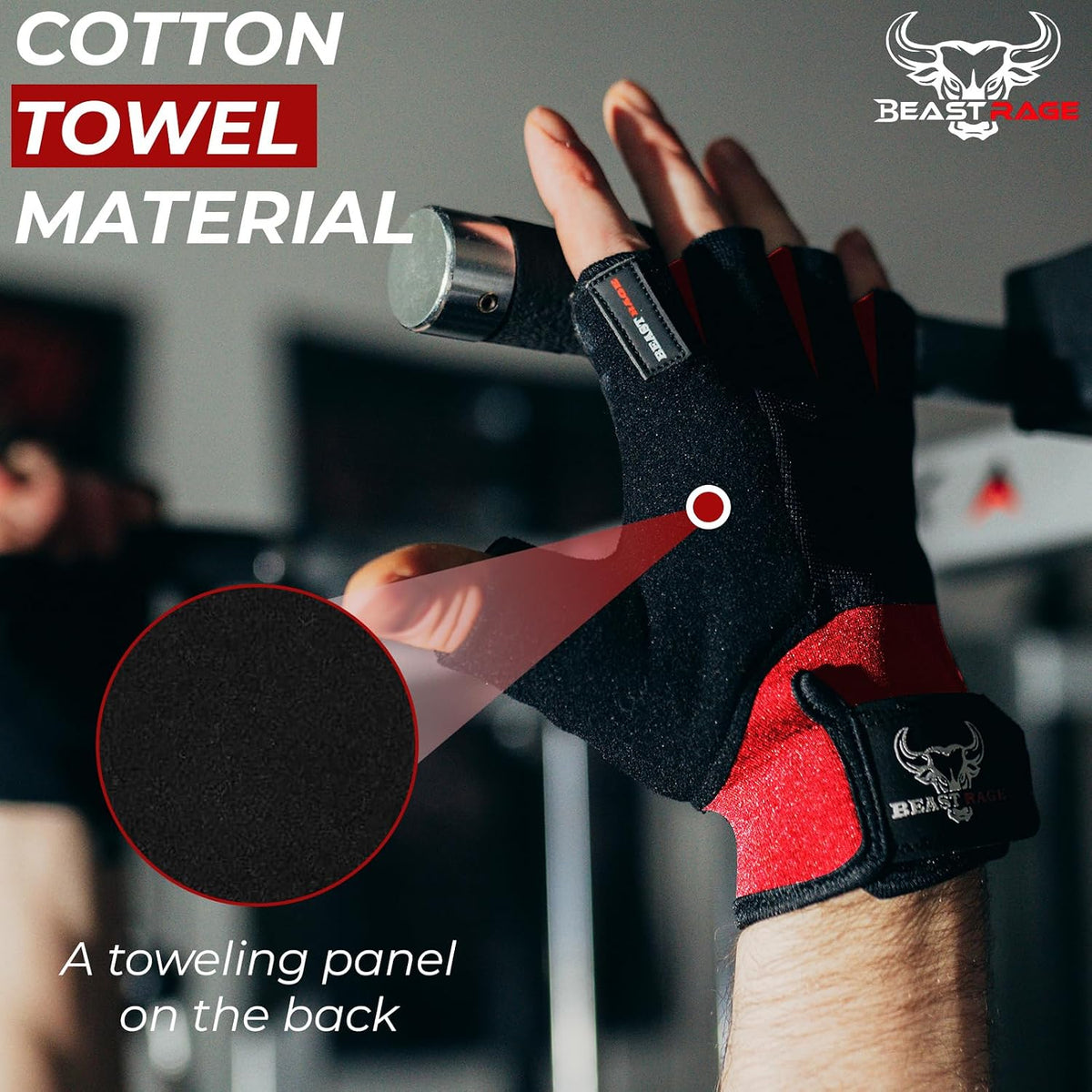 BEAST RAGE Gym Gloves Weight lifting Gloves Training Anti Slip Padded Palm Half Finger Powerlifting Workout Exercise Gloves for Men and Women