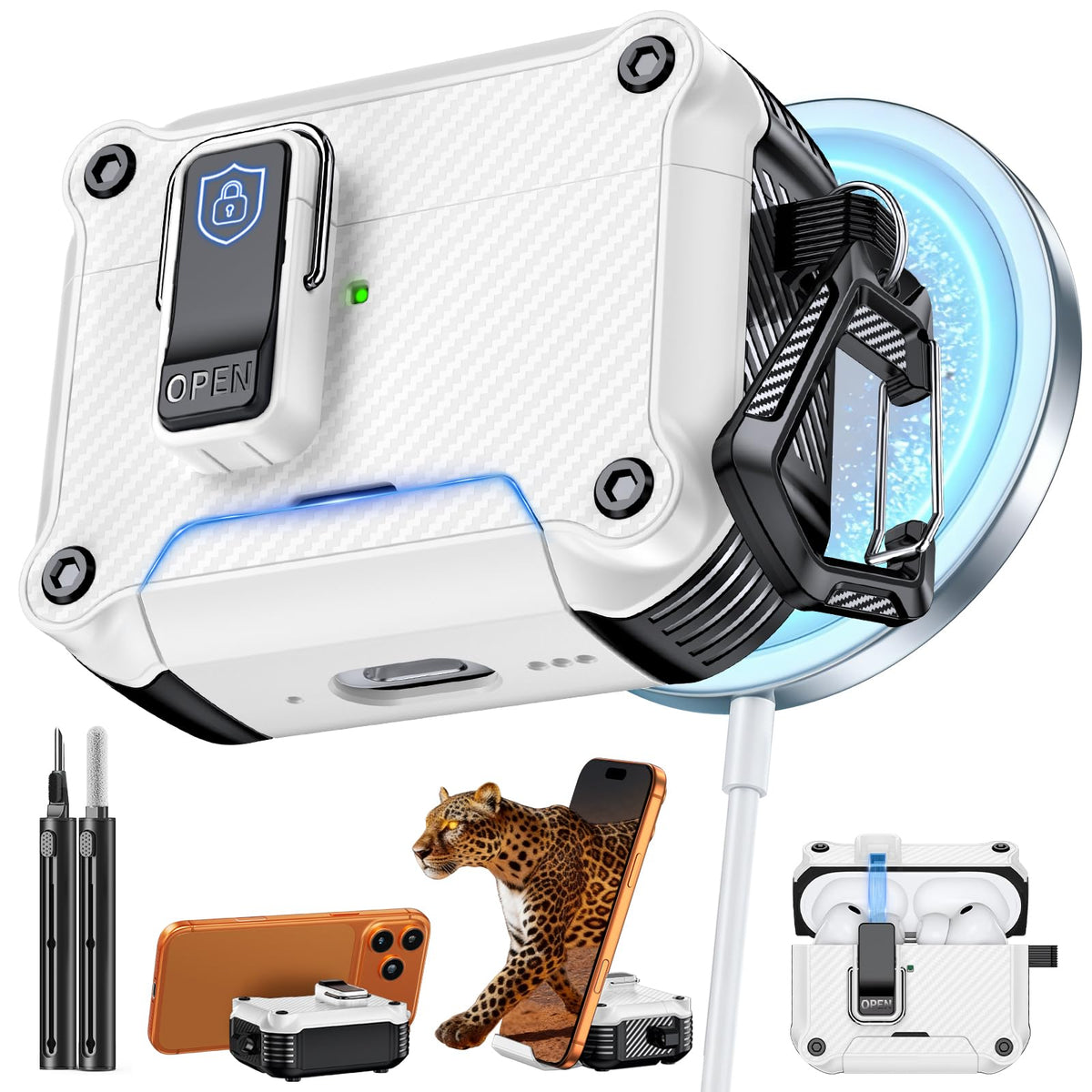 Inesore for AirPods AirPods Pro 1st/2nd Case with Secure Lock (Black)