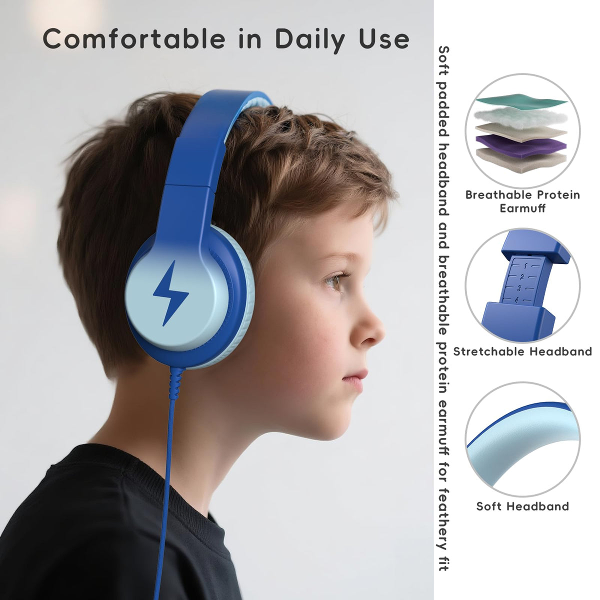 Candy Bila Wired Kids Headphones for School, Over-Ear for Boys Girls