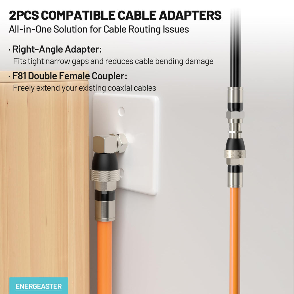 energeaster 10FT RG6 Coaxial Cable with Waterproof Rubber Boot, Black