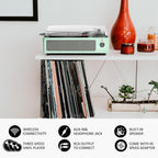 Seasonlife® Retro Vinyl Record Player with Stereo Speakers,Walnut Brown