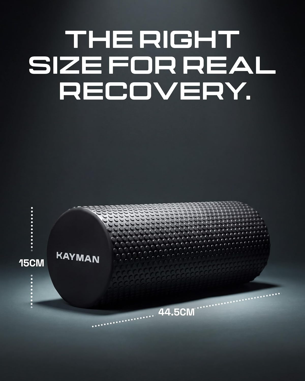 KAYMAN Sports Foam Roller, Deep Tissue Muscle Recovery, 44.5 x 15cm, Black