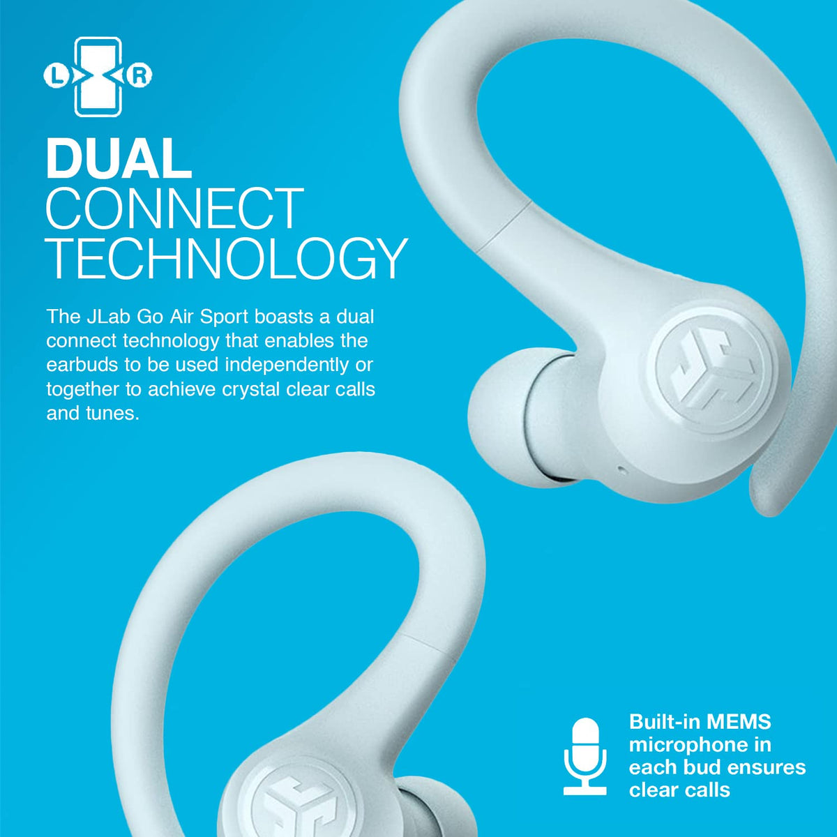 JLab, Go Sport+, True Wireless Workout Earbuds, Bluetooth Sport Earbuds, Clear Calling, Sand