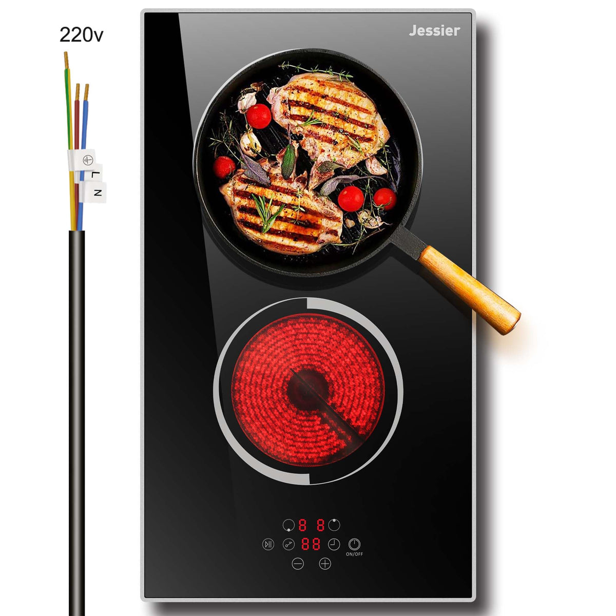 2 Burner Electric Cooktop 110V 2000W Countertop or Built-in