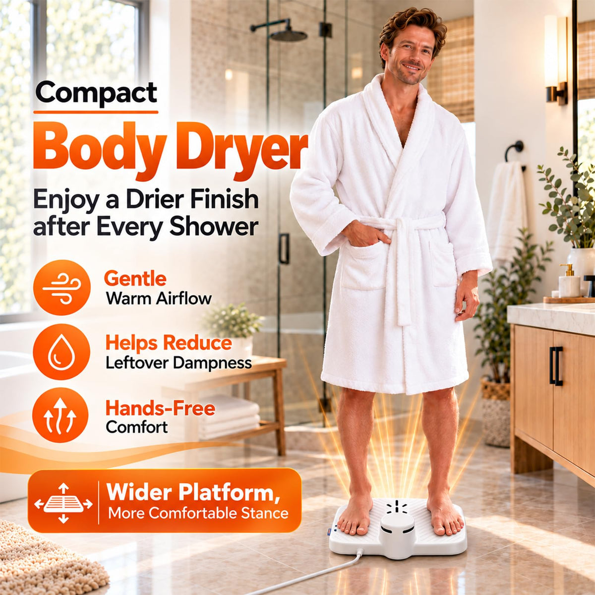 Body Dryer for After Shower, Compact Body and Feet Dryer, Cool & Warm Modes