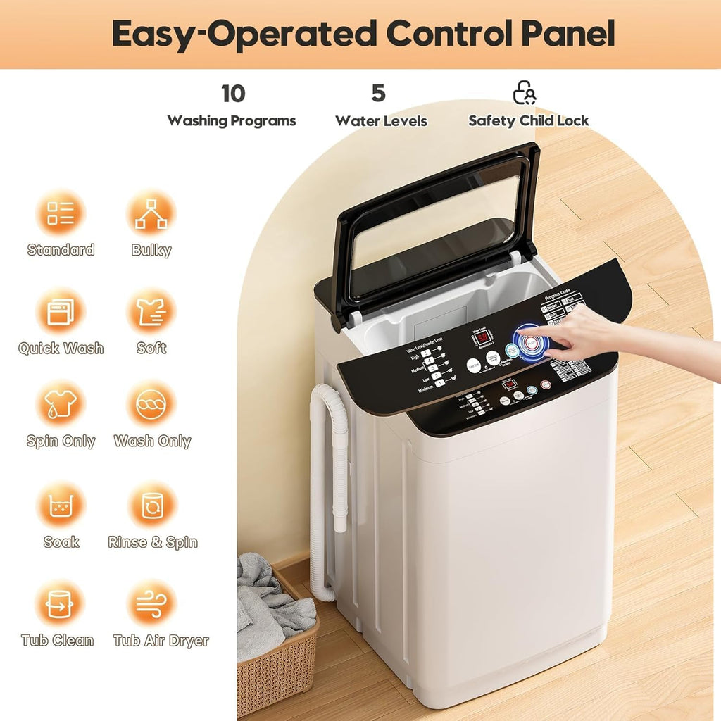 Auertech Portable Washer and Dryer Combo Set, 2.8 CU. FT. Portable Clothes Dryers with Boot Dryer, 28 lbs Fully Automatic Washing Machine, Compact Washer and Dryer for Apartment, RV, Dorm