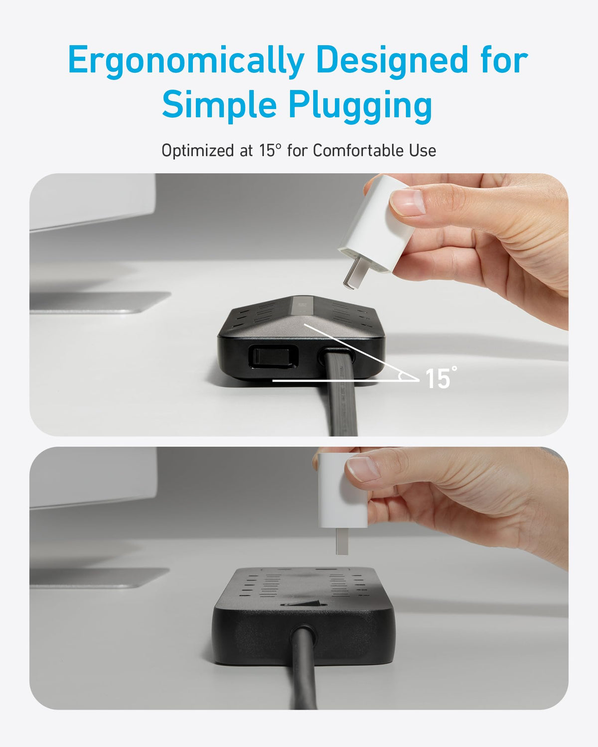 Anker Power Strip with 300J Surge Protector, 5ft Outlet Extender, 20W, 6AC