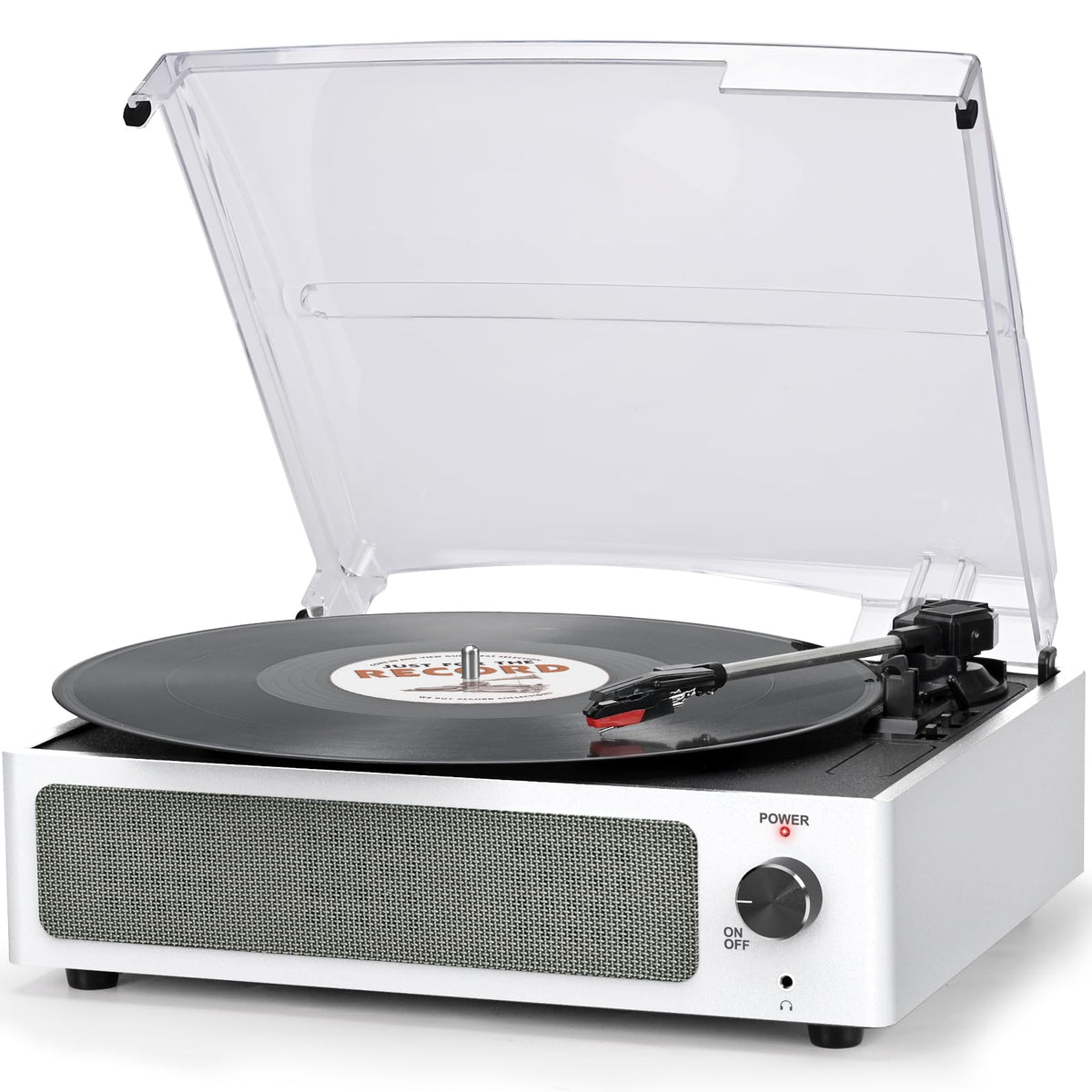 Seasonlife® Retro Vinyl Record Player with Stereo Speakers,Walnut Brown