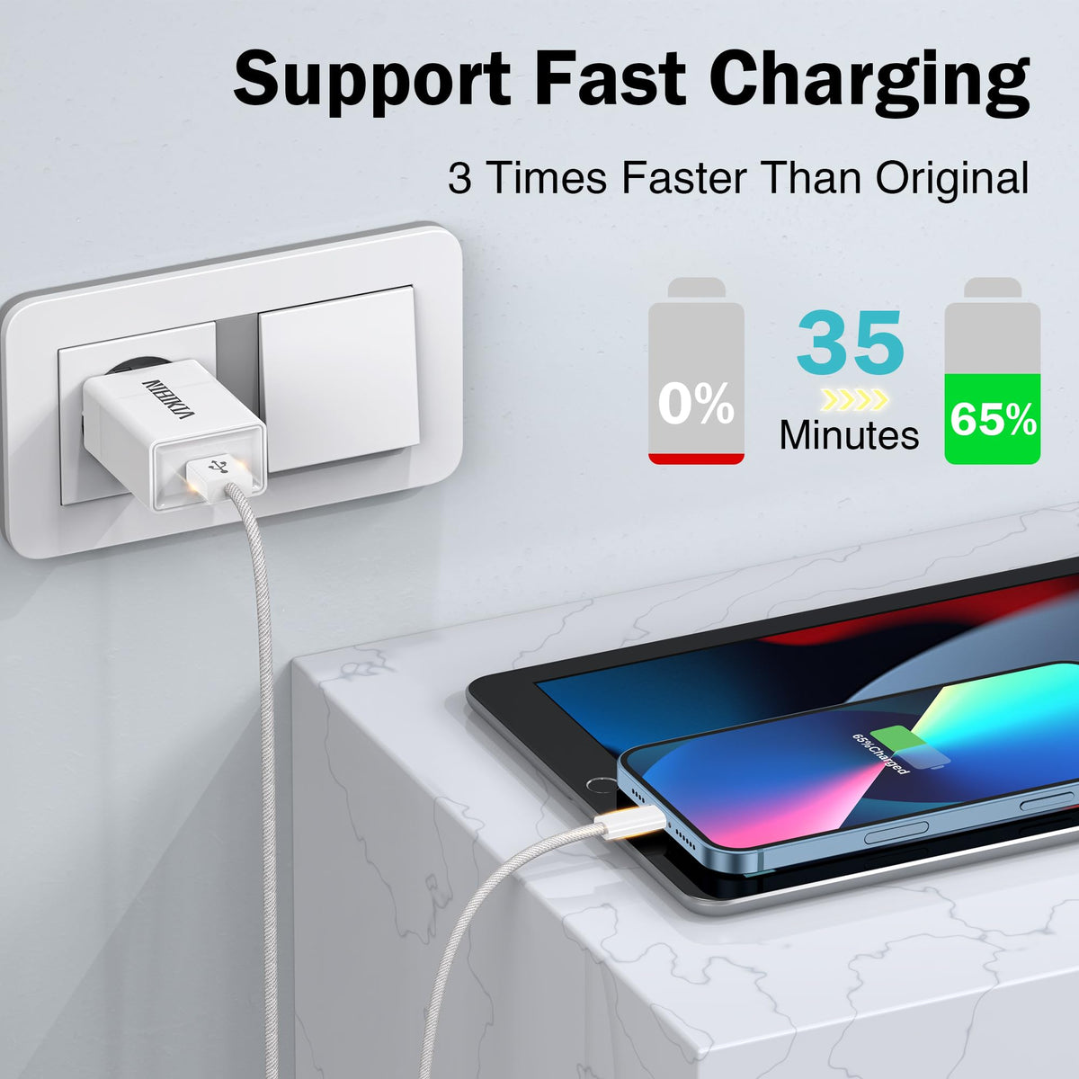 NIBIKIA iPhone Charger Cable 2Pack 1M [Apple MFi] USB to Lightning Cable