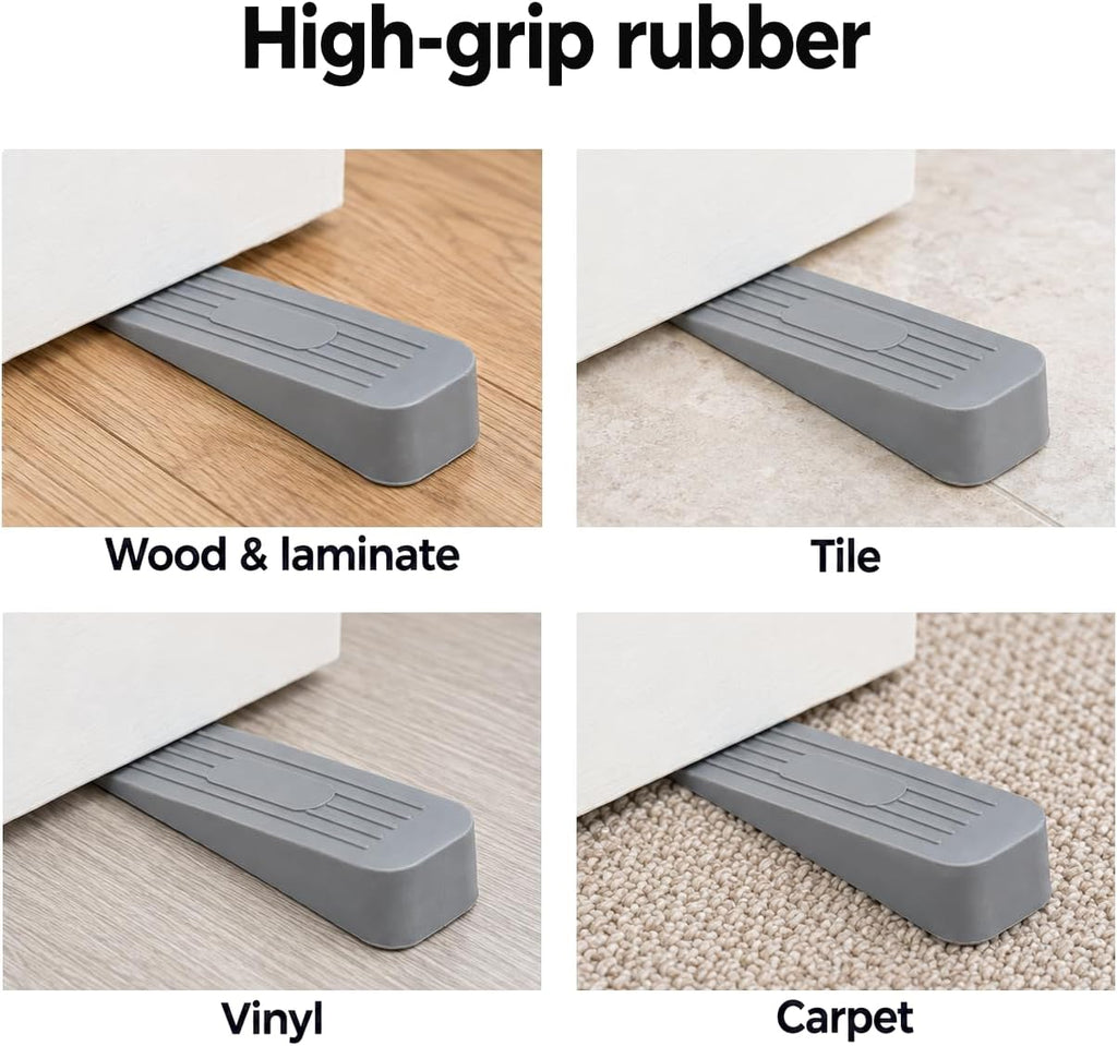 Merriway BH04892 Heavy Duty Non Slip Rubber Door Wedge, Grey, Pack of 2