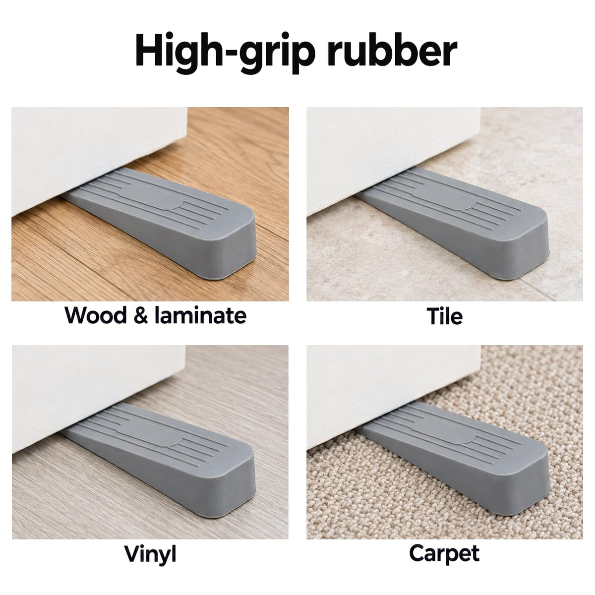 Merriway BH04892 Heavy Duty Non Slip Rubber Door Wedge, Grey, Pack of 2